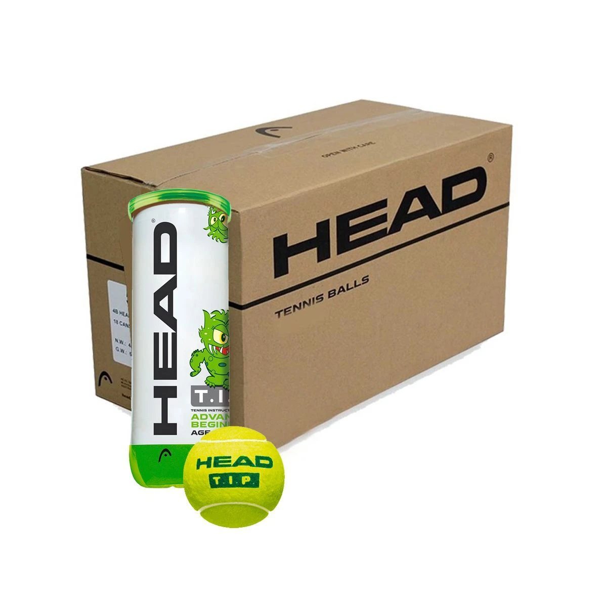 Head T.I.P. Green Box Of Balls (24 X 3 Ball Cans) 3 Head T.I.P. Green Box Of Balls (24 X 3 Ball Cans)