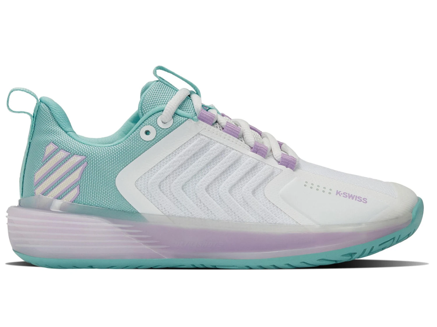 K-Swiss Womens Ultrashot 3 - White/Angel Blue/Lilac 3 K-Swiss Womens Ultrashot 3 - White/Angel Blue/Lilac