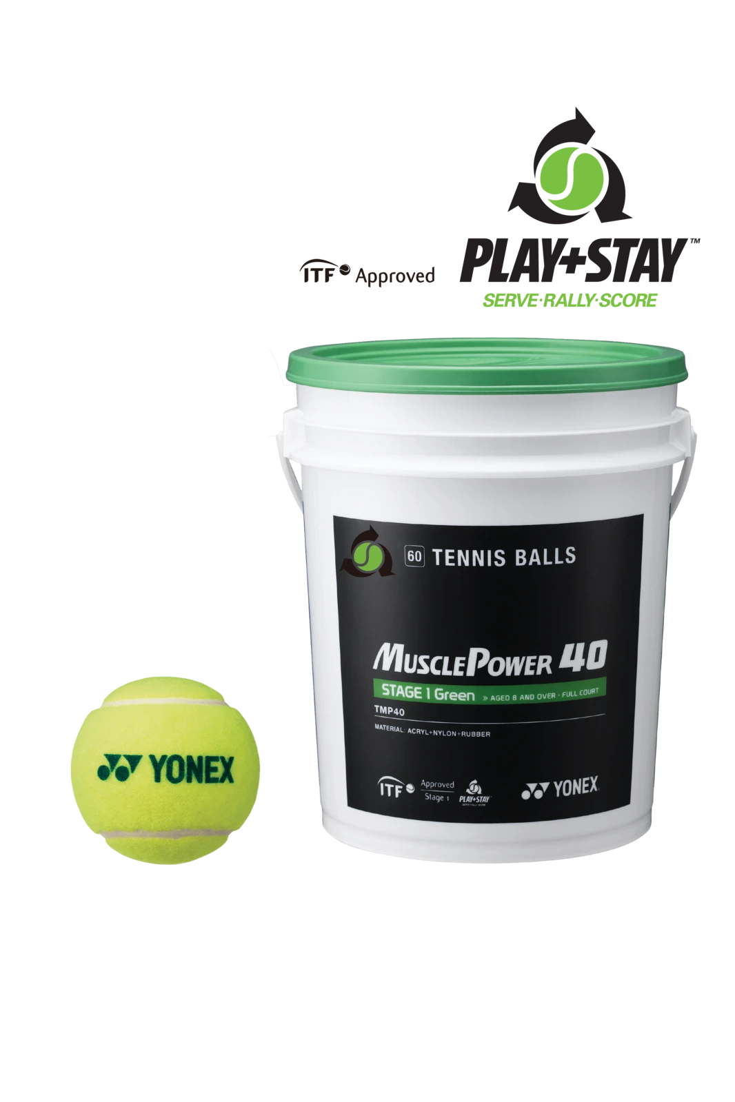 Yonex Muscle Power 40 Stage 1 - 60 Green Balls 3 Yonex Muscle Power 40 Stage 1 - 60 Green Balls